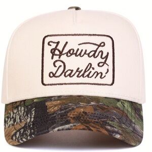 WESTERN Embroidered Howdy Darlin Camouflage and Cream Hat Adjustable